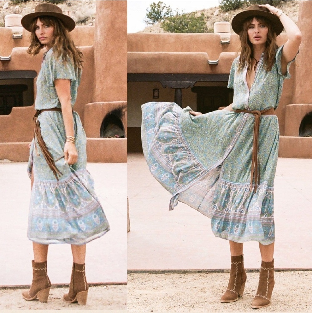 Spell jasmine flutter sleeve maxi dress jade gypsy